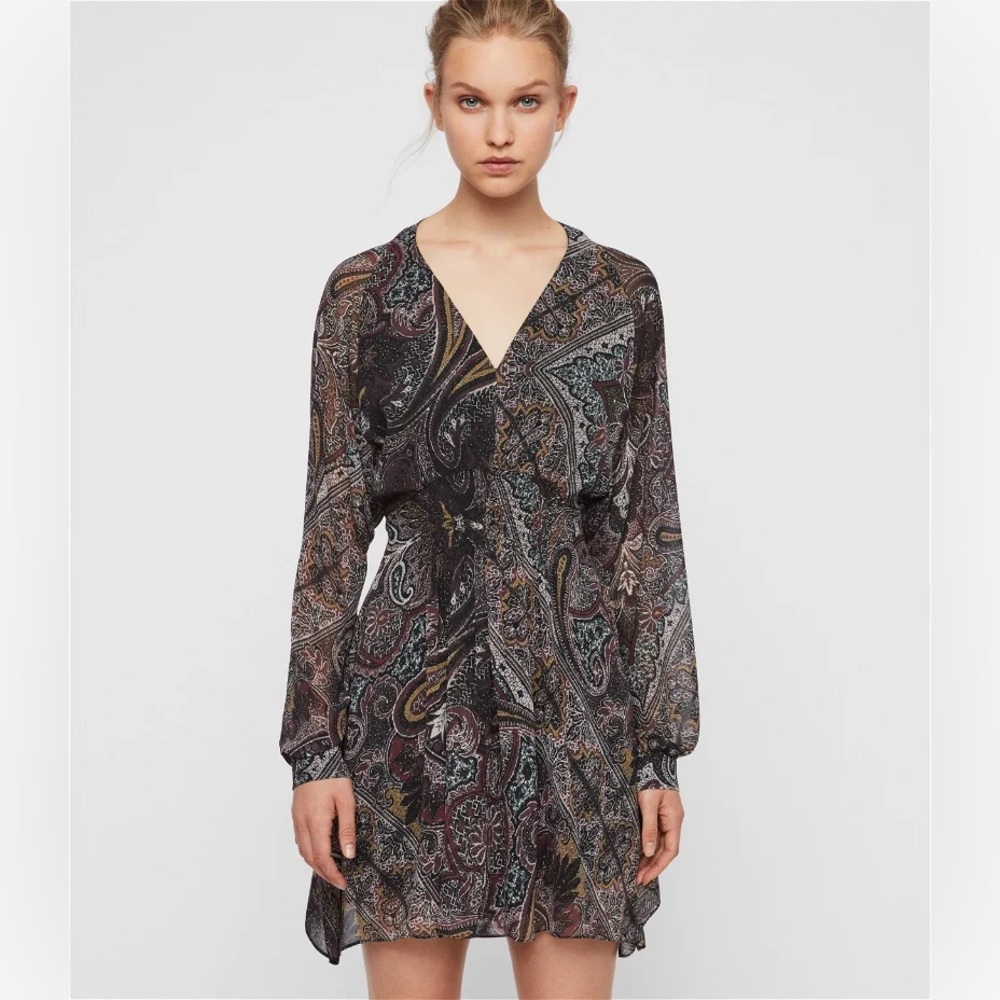 Allsaints Nichola scarf dress sz large